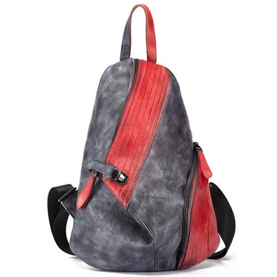 

Retro Shoulder Bag Genuine Handmade Men Women Casual Travel Backpack Large Capacity First Layer Leather in Blue Color