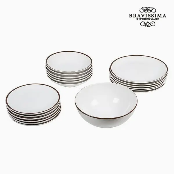 Посуда (19 шт.) китайская посуда белая коричневая Кухонная коллекция от Bravissima
