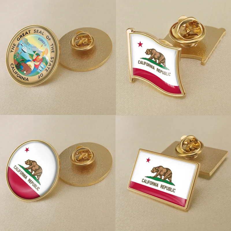 Застежка для лацканов/Броши/значки флага штата Калифорния США | Украшения и