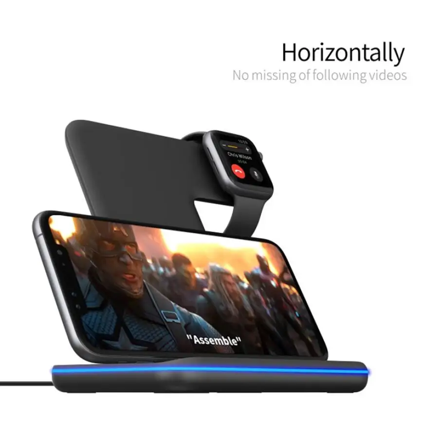 

3 in 1 Wireless Charger Station for iPhone 11 Pro XS Multi-function Wireless Fast Charging Pad for Apple Watch 1/2/3/4 Airpods