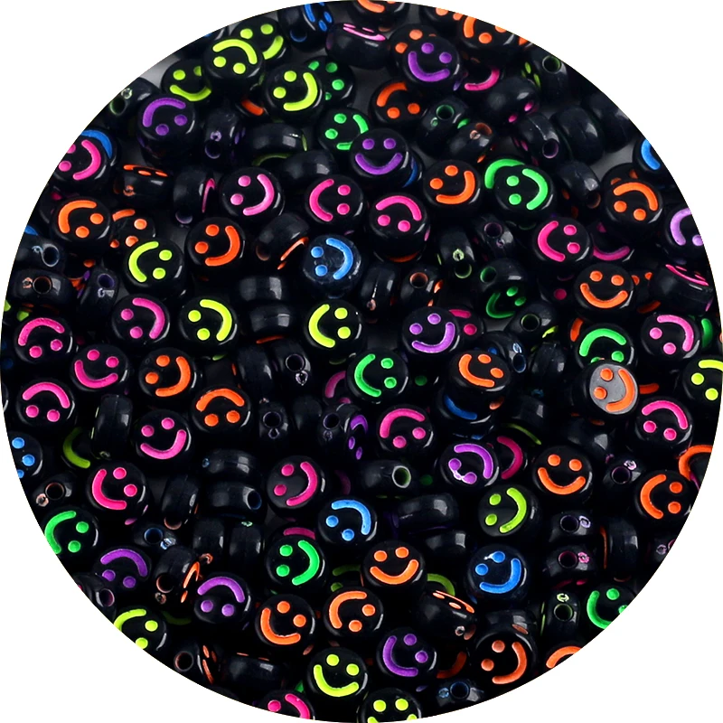 

5x10mm 50pcs/lot Colorful letter mixed Smiley Acrylic Beads Loose Spacer Beads For Jewelry Making Handmade DIY Bracelet Necklace