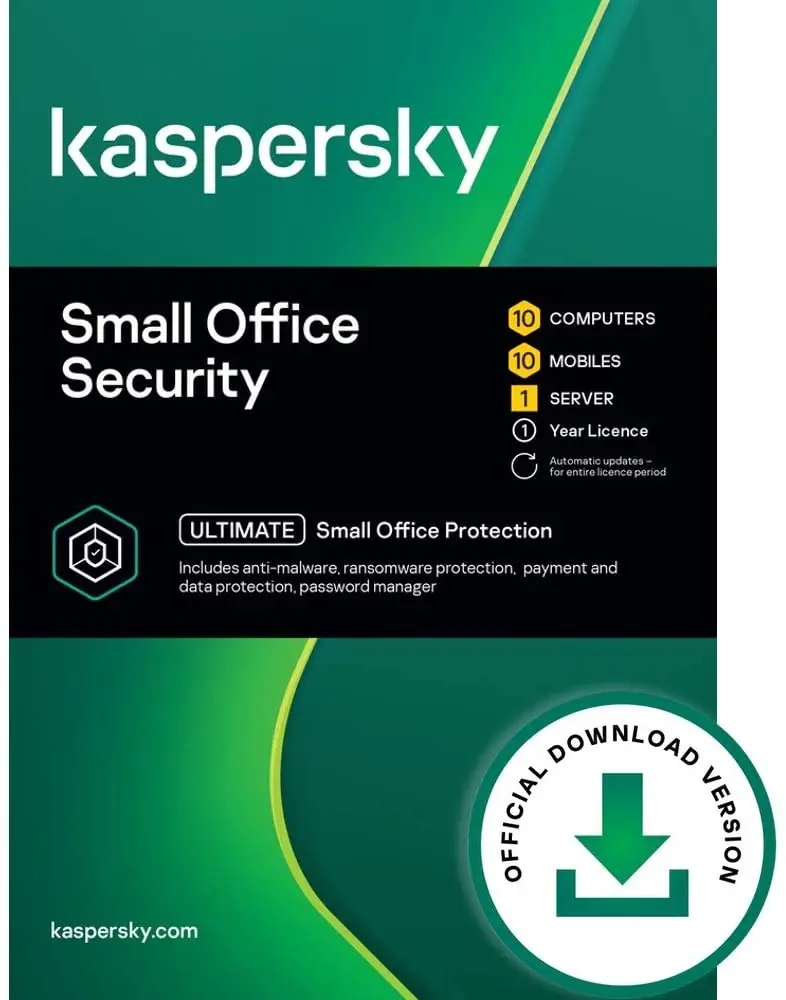 

KASPERSKY SMALL OFFICE SECURITY v6 - 10 PC + 10 MOBILES + 1 SERVER - Download
