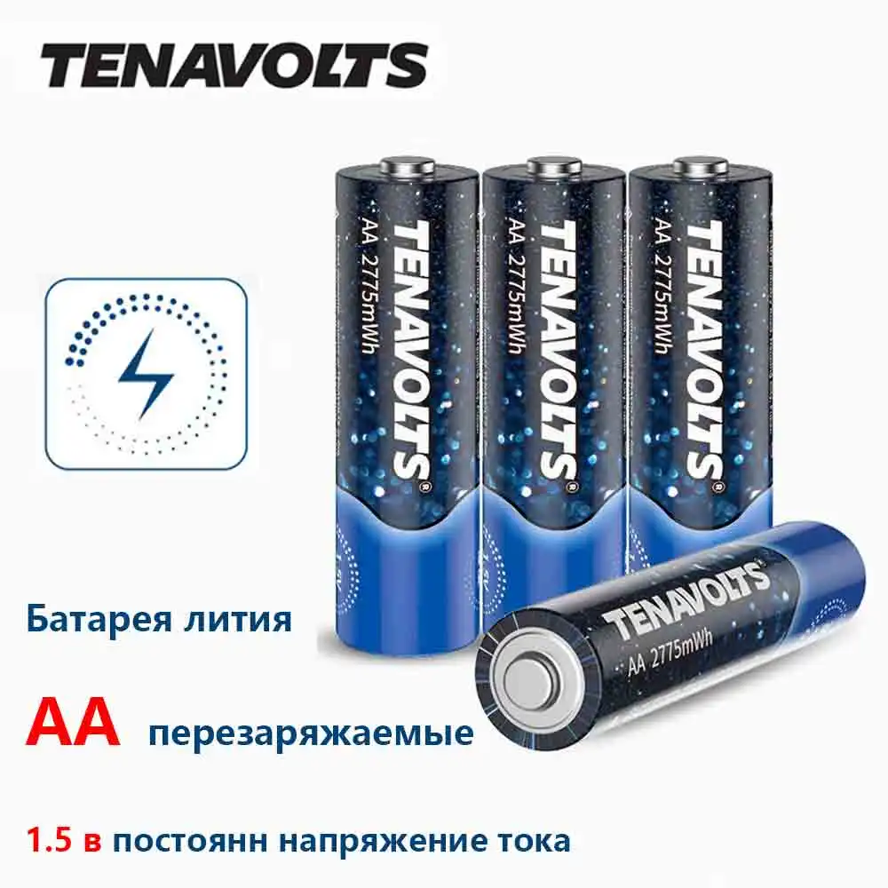 NANFU 4 шт./компл. tenavolts АА перезаряжаемая батарея 2775 МВтч литий-ионный аккумулятор для батареи с высокой пропускной способностью для электронных устройств [ру]