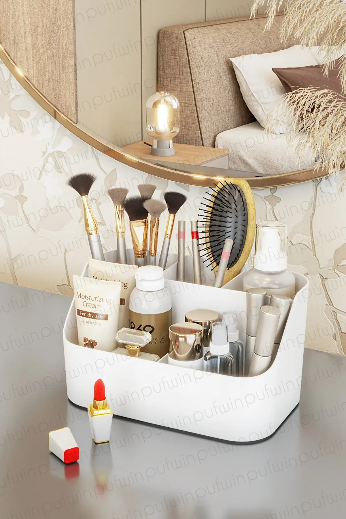 

Makeup Organizer White Plastic Drawer Storage Box Divider Multi-Functional Lipstick Cotton Brush Swab Stick Woman Desktop Desk