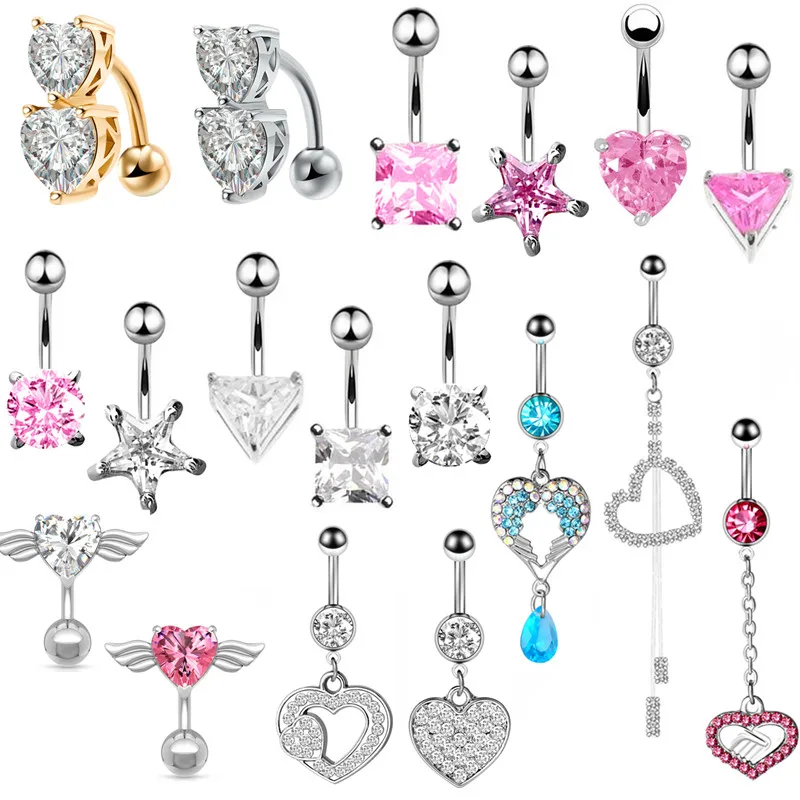 1/2 шт сердце пупка кольцо Крыло ангела пирсинг сексуальный пупок Бар Сердце