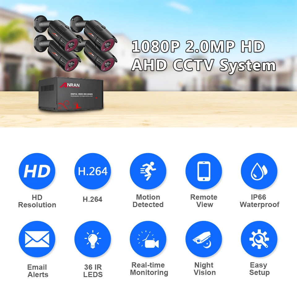 AHD 4CH DVR CCTV система безопасности 1080P ИК Ночное Видение для помещений и улицы AHD камера система аналоговая HD система видеонаблюдения