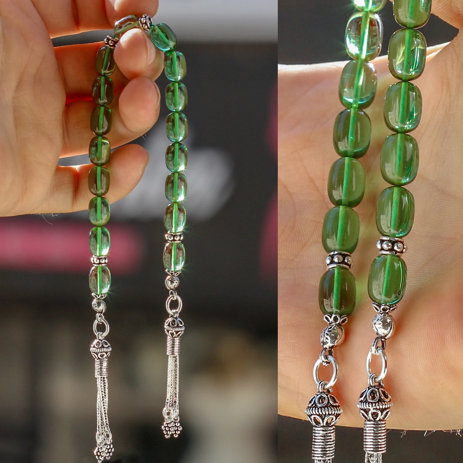 

Zaza Model Water Green Tightened Amber Tasbih Fashion Turkish Premium Quality Handmade Jawelery