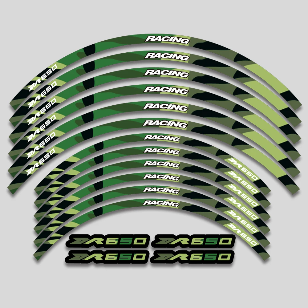

12 Strips Front Rear Stickers Moto Decal Sticker Motorcycle Decals Reflective Waterproof Wheel Decals For SUZUKI DR dr 650s DR65