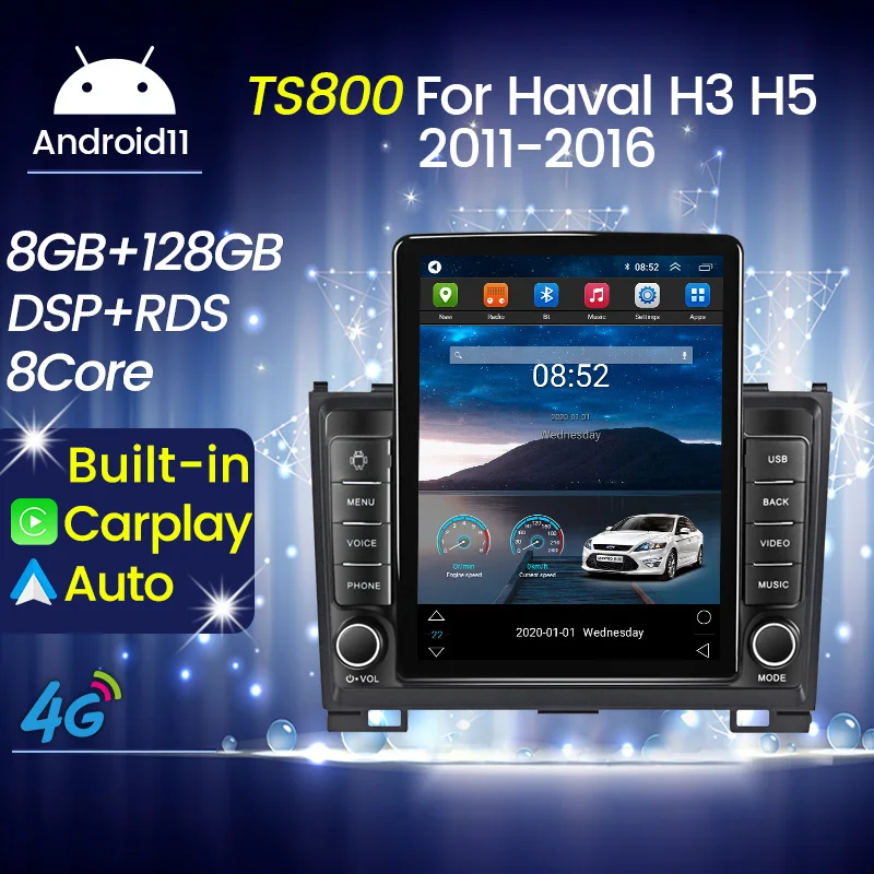 Android 11 Carplay 4G Для Tesla Вертикальное Автомобильное Радио Видео Haval Hover Great Wall H3 H5 2011-2016