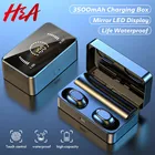 Беспроводные Bluetooth-наушники TWS, с зеркальным светодиодный-дисплеем, с зарядным устройством 3500 мА  ч, 9D, Hi-Fi стерео наушники-вкладыши