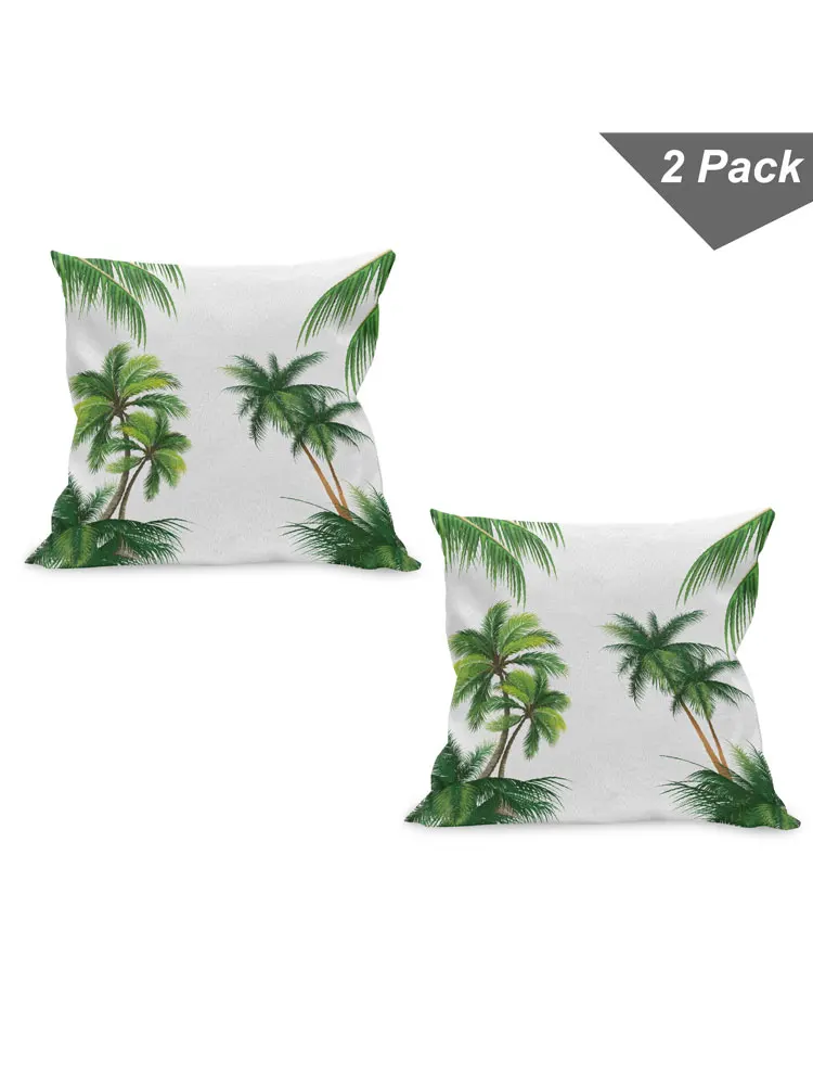 Наволочка на подушку с пальмовым деревом, комплект из 2 предметов, гавайская концепция, Алоха, тропики, искусство, двусторонний акцент на молнии для гостиной