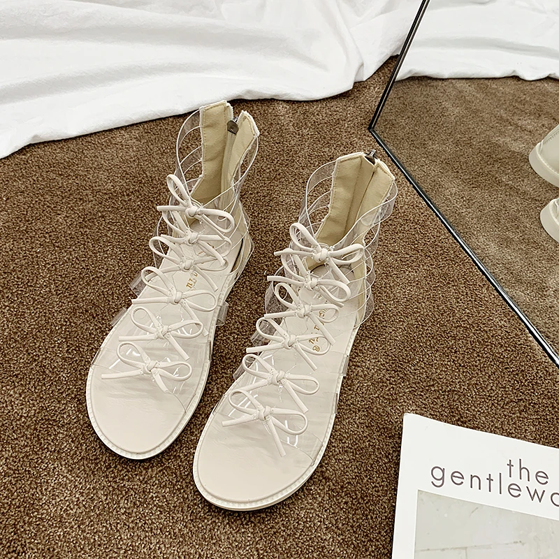 

2021 summer new women's transparent cross strapping women's low heel sandals 1967