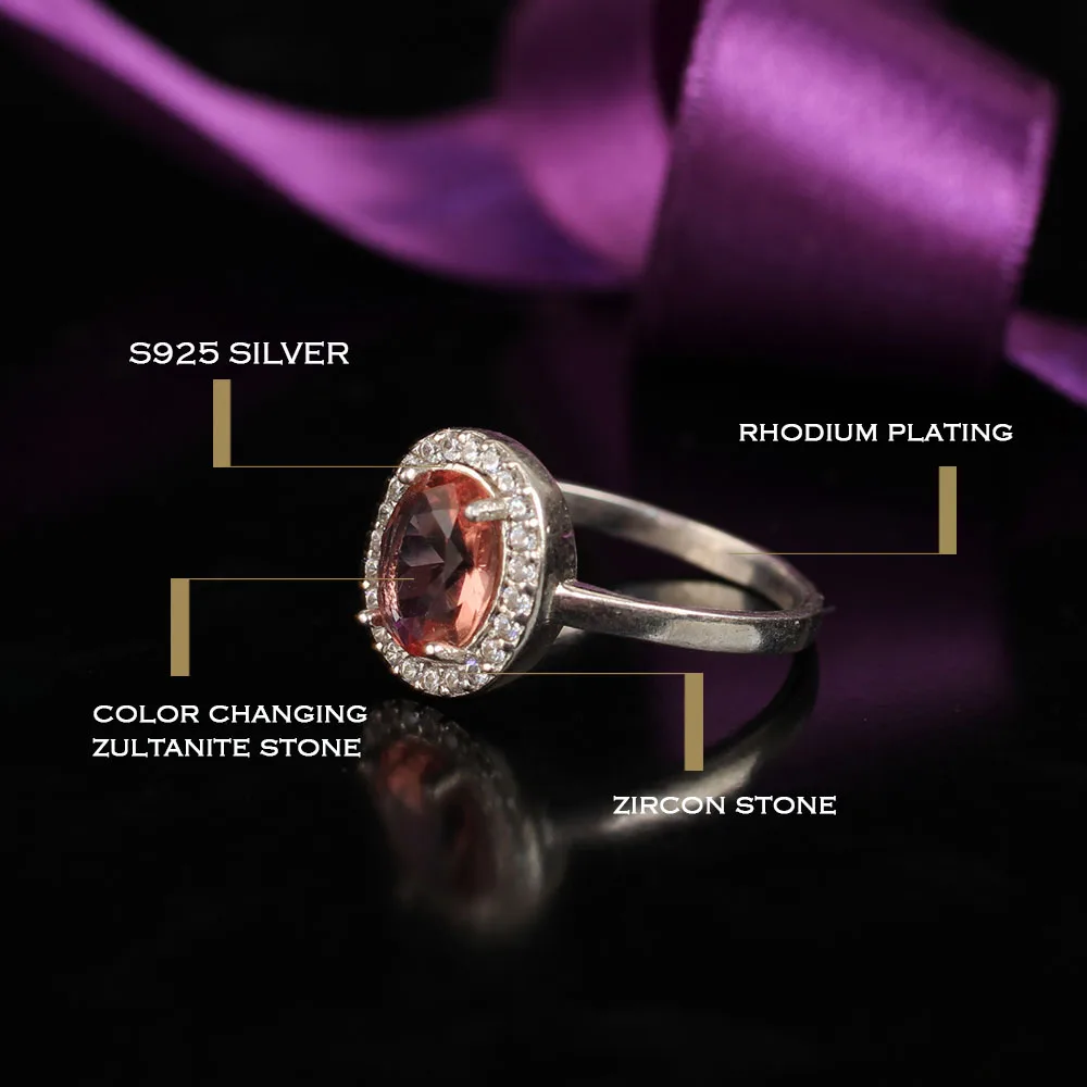 Овальный зултанит с множеством камней из циркония кольцо ручной работы