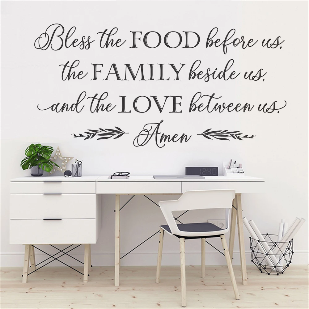 Bless The Food Before Us наклейки-цитаты на стену Съемные Виниловые фрески для кухни