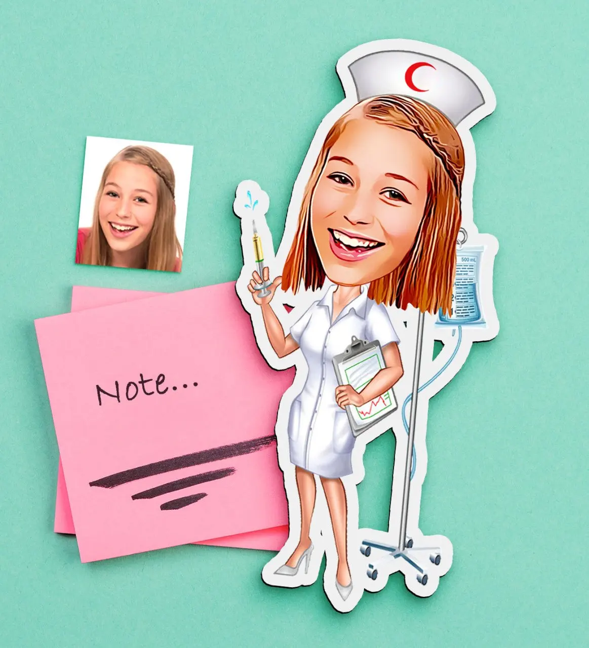 

Персонализированные медсестры карикатура деревянного магнита-2