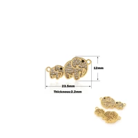 gold cubic zirconia elephant charm connector for jewelry making bracelet accessories diy craft animal charm jewelry