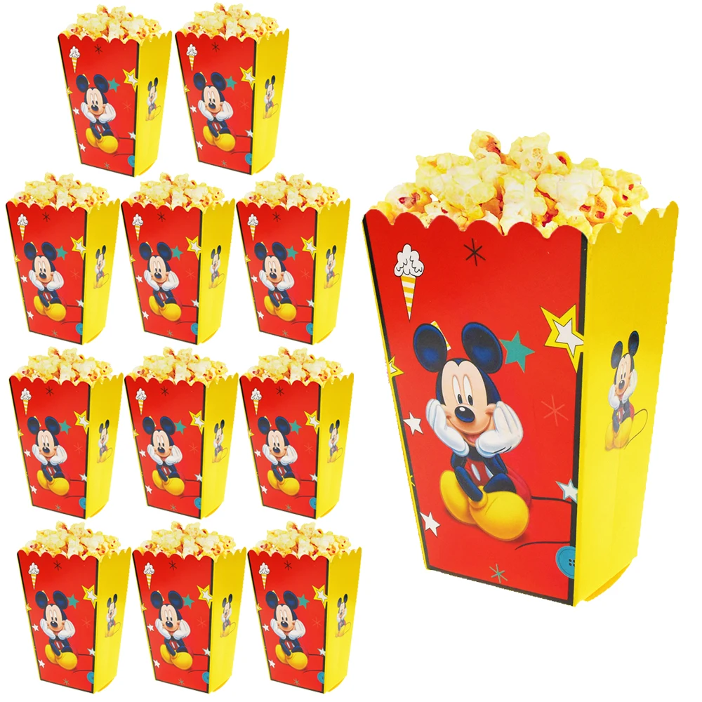 

12 pcs Mickey Mouse Popcorn Box Mickey Boys Themed Party Supplies Children's Birthday Party Supplies Cookies Snack Boxes