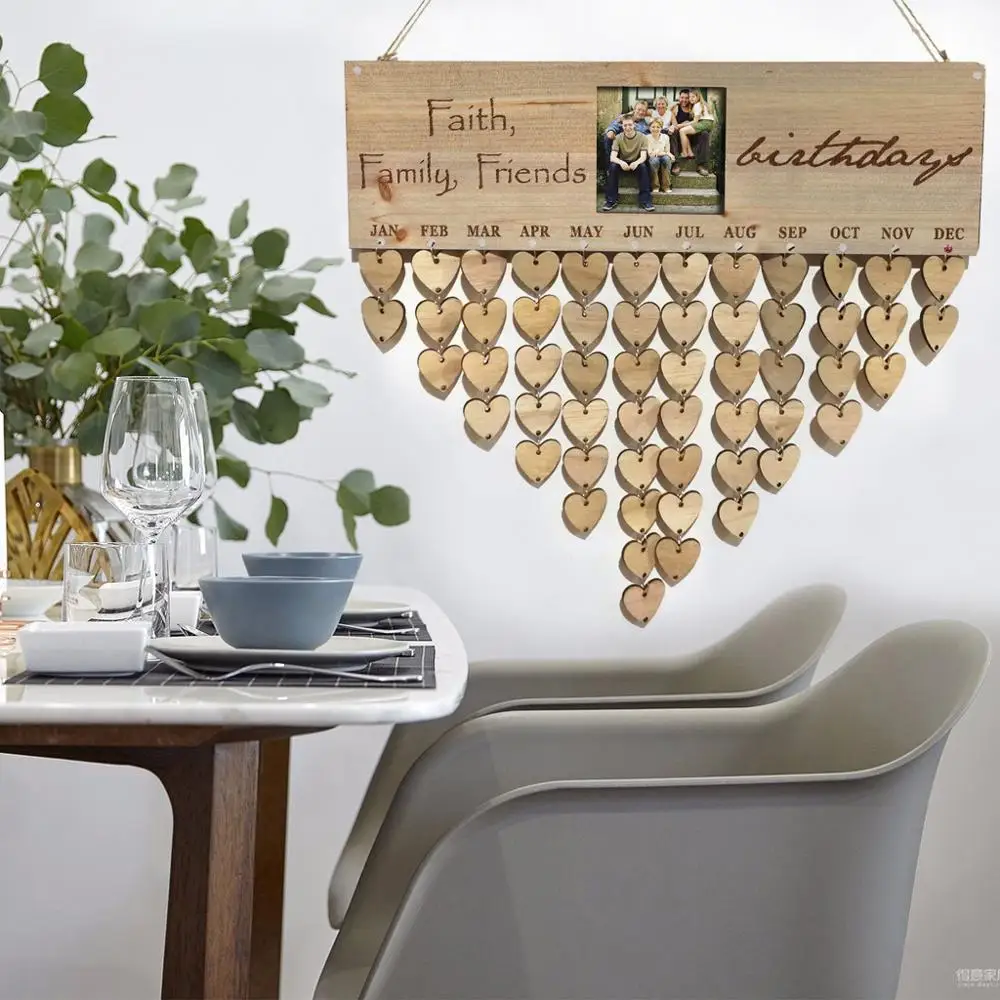 

Faith Family Friends Wall Hanging Sign Crafts with Photo Frame Vintage Reminder Calendar Wooden Board Home Decoration Favor Gift