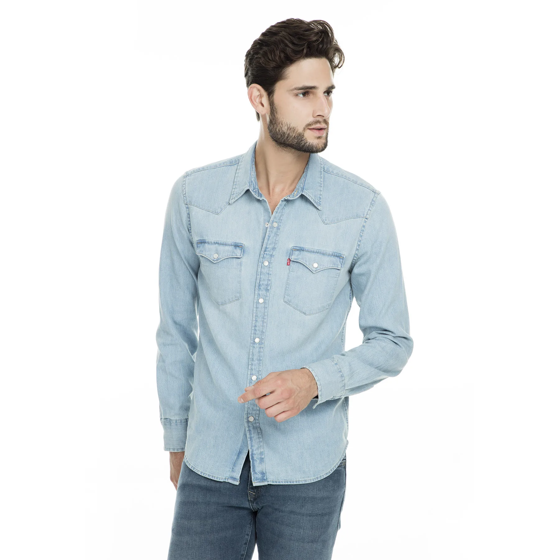 Леви джинсовая рубашка мужская 66986|Повседневные рубашки| |