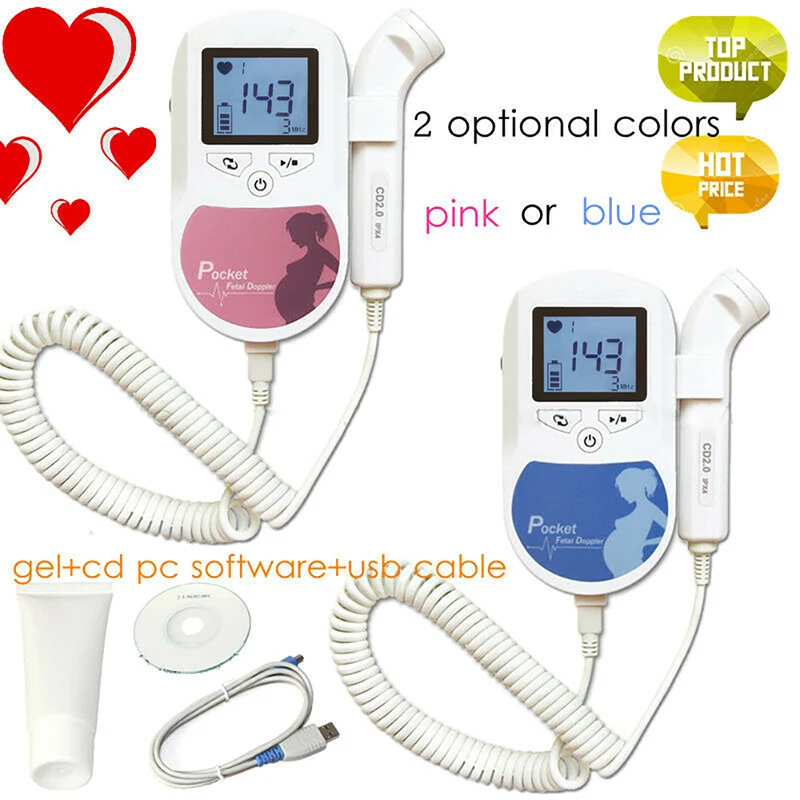 

Hot CONTEC 3.0MHZ Sonoline A Baby Sound C LCD Doppler Fetal Heart Rate Monitor Home Pregnancy Heart Rate Detector Pink/Blue