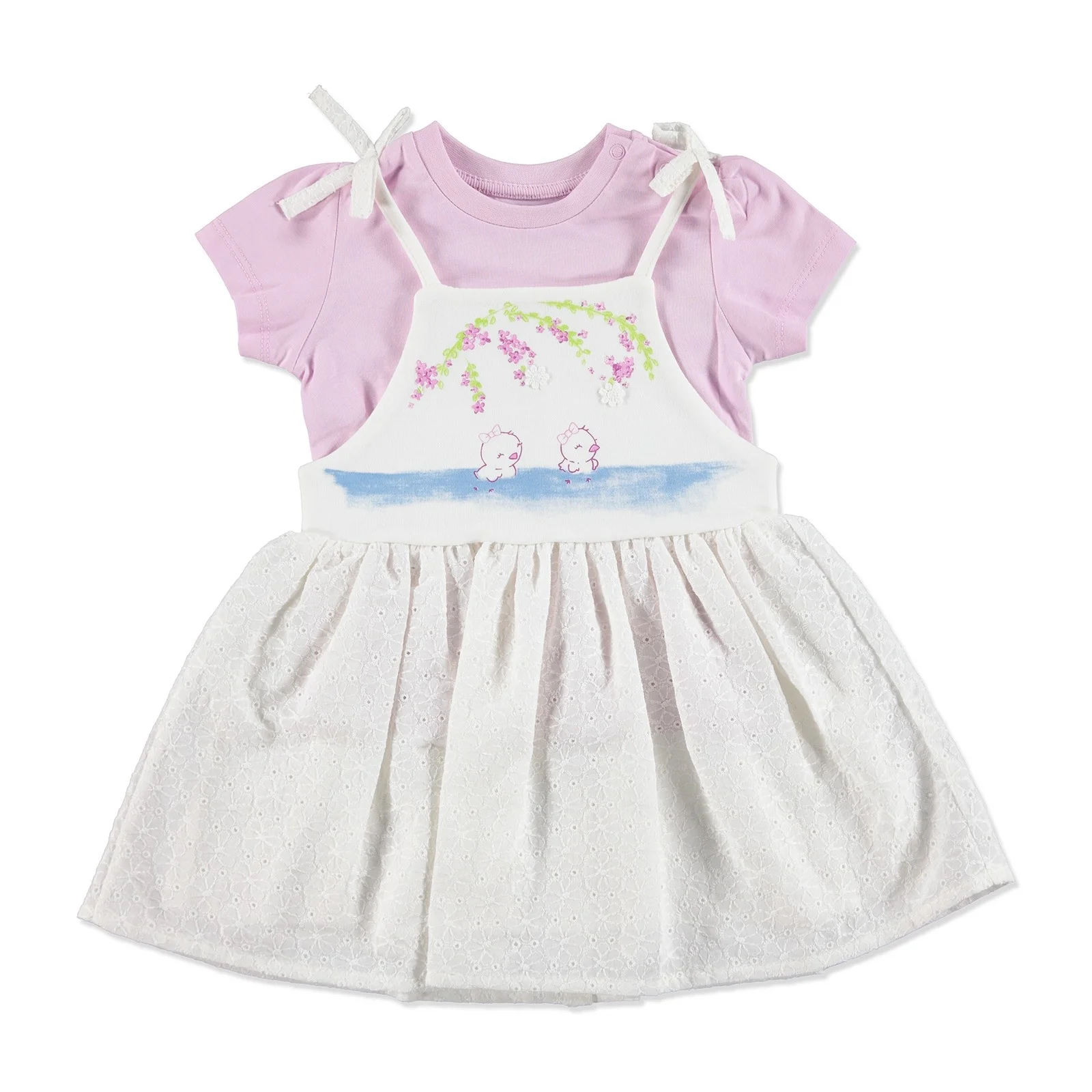 Ebebek HelloBaby/летнее платье в горошек с цветочным рисунком для маленьких девочек