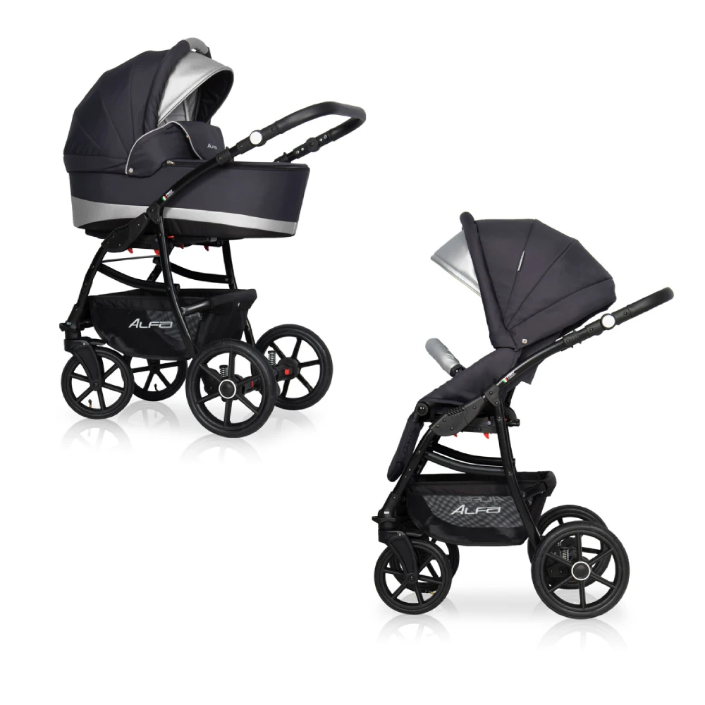 Stroller Universal 2 in 1 Riko basic Alfa Ecco 01 graphite gray Рант Rant products children toddlers newborns mother care walk easy