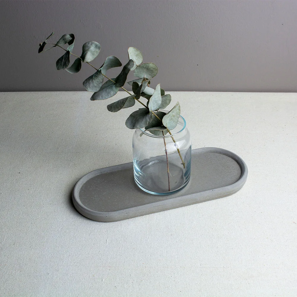 

Decorative Medium Concrete Plate 24cm x 10cm Incense Plate Candle Plate Jewelry Plate Concrete Trinket Plate Table Decoration
