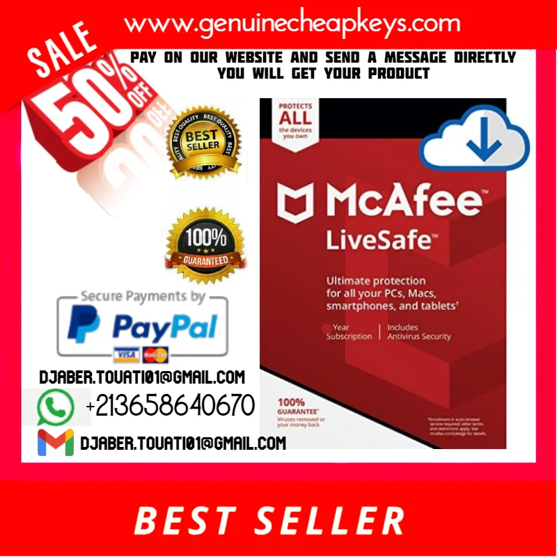 

{✔️Mcafee Livesafe 6 лет полная безопасность✔️}