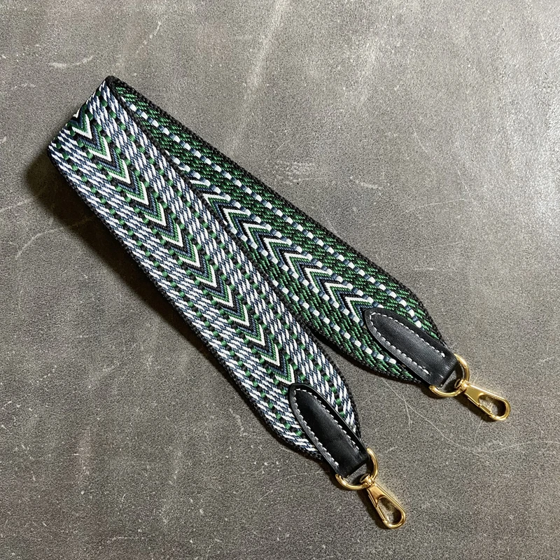 Colored Women Leather Belt Bag Accessories Rainbow Fabric Adjustable Bag Strap for Handbag Nylon Shoulder Strap Bag Handles