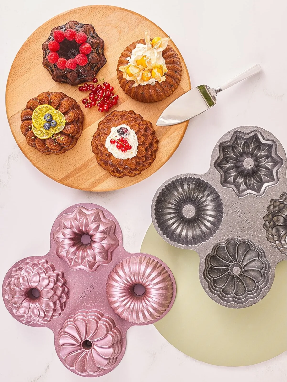 Cake Mold Tart Baking Kitchen Accessories Bakeware Aluminum Casting Granite Non Stick Decoration Tools Gadget Emsan One&Four