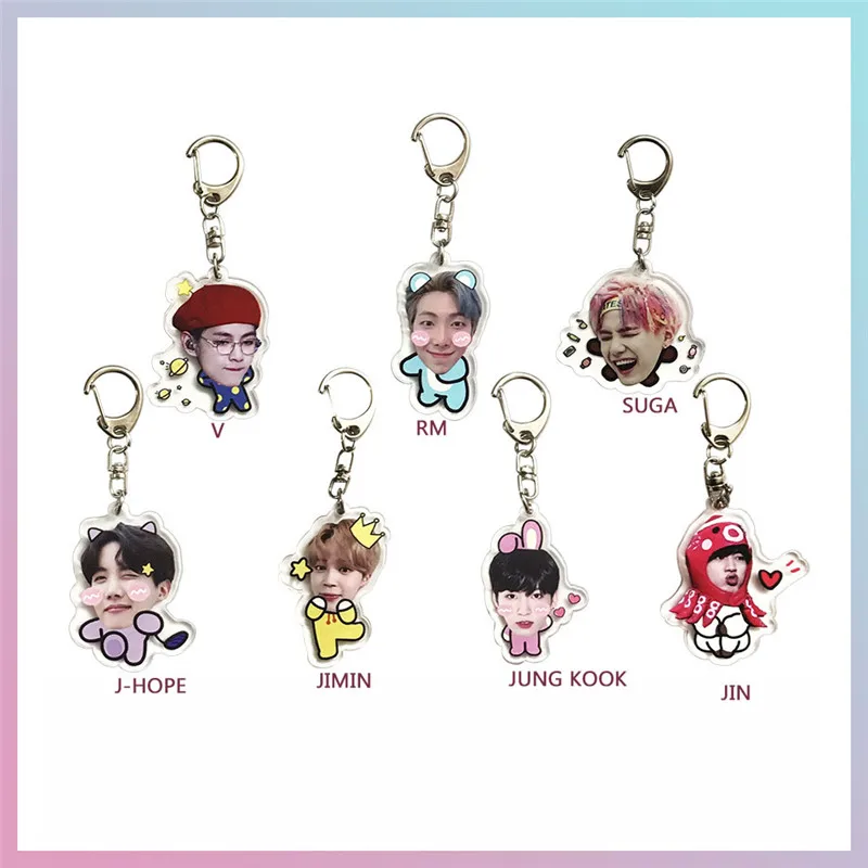 

1 pcs KPOP Bangtan Boys Acrylic Key Chain Keyring Bag Accessories JIMIN SUGA