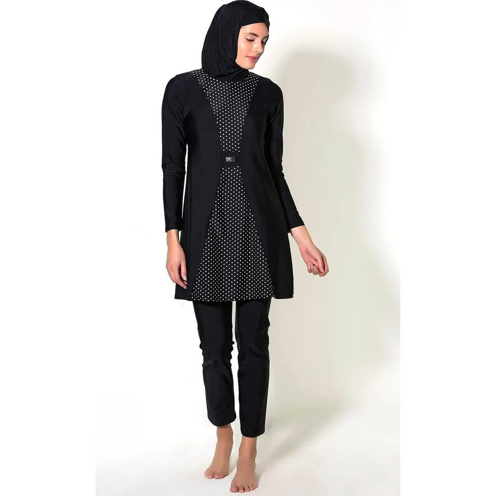 

Muslim Sea Swimwear Haşama Bikini Women 7287-1 Hijab Swimsuit Black Made Turkey Stylish Design HBV00001992WQ