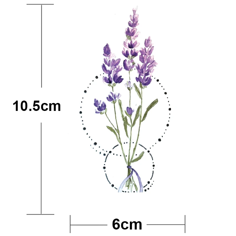 12Pcs/Set Small Fake Tattoos Paste on Face Hand Ankle Wrist for Children Girl Women Lavender Waterproof Flower Tattoo Stickers - купить по
