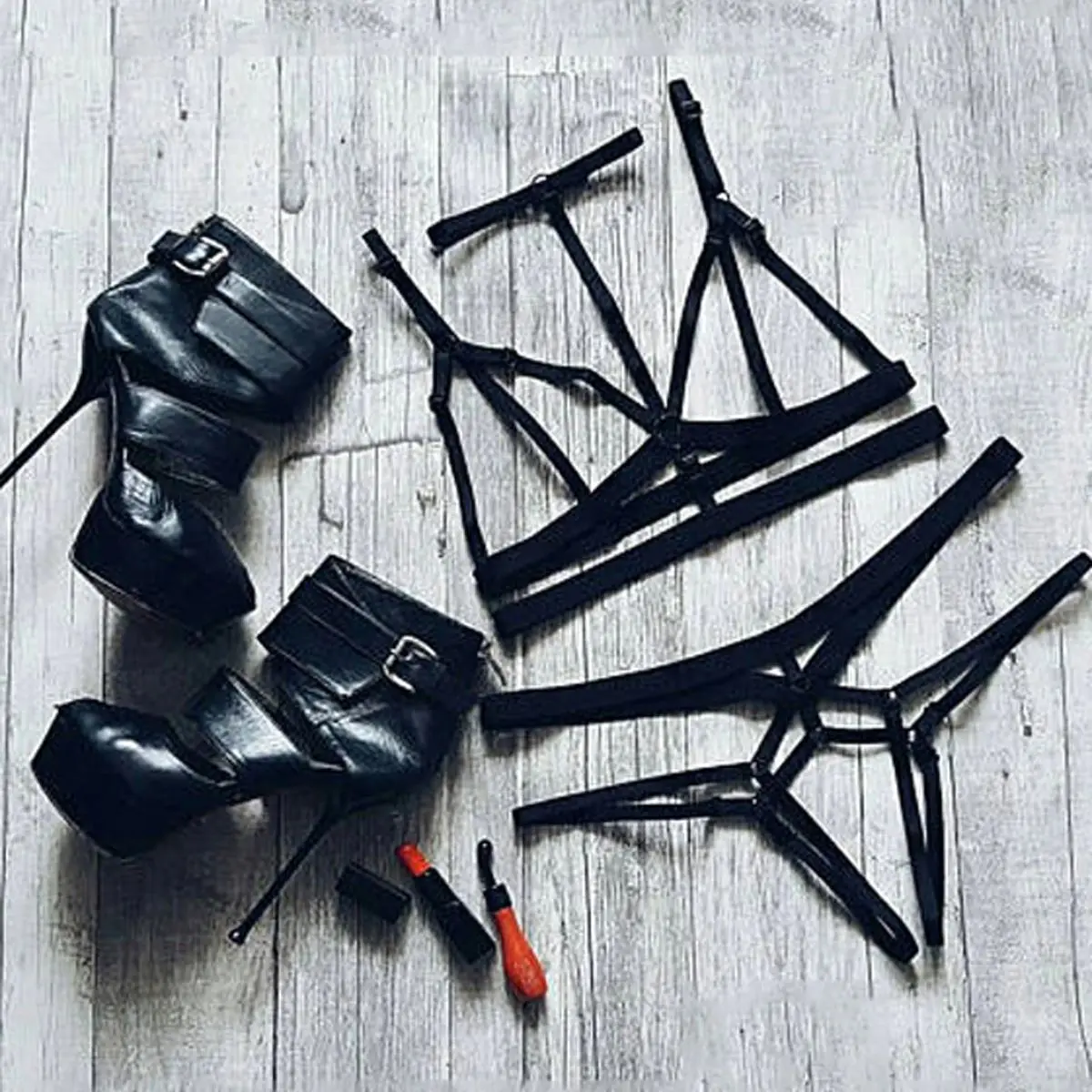 

Women Sexy Lingerie Set, Bondage Girl, Open Cup Bra Harness Set, bra-String Elastic Harness Set - PNT144-S1