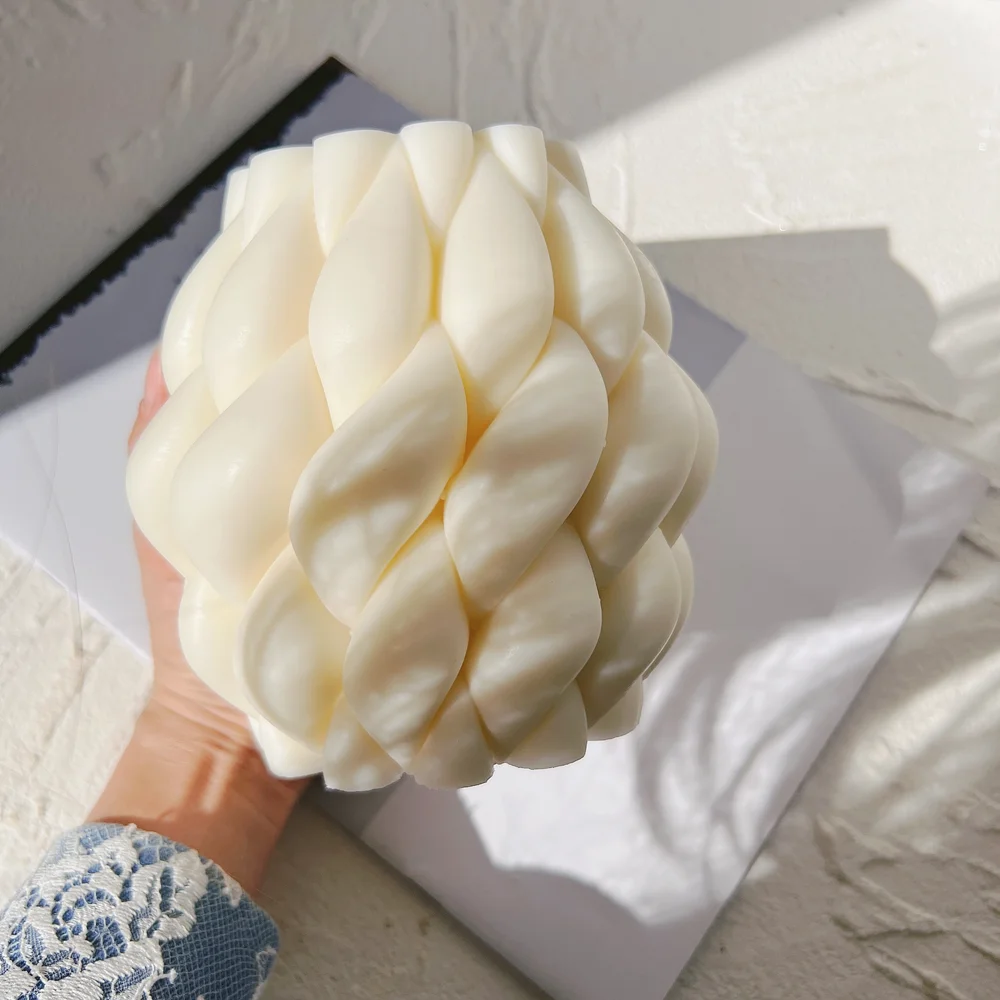 Molde de vela con forma de gota de lluvia, moldes de decoraci&oacute;n del hogar con remolino geom&eacute;trico, Pilar curvo, velas de silicona-2