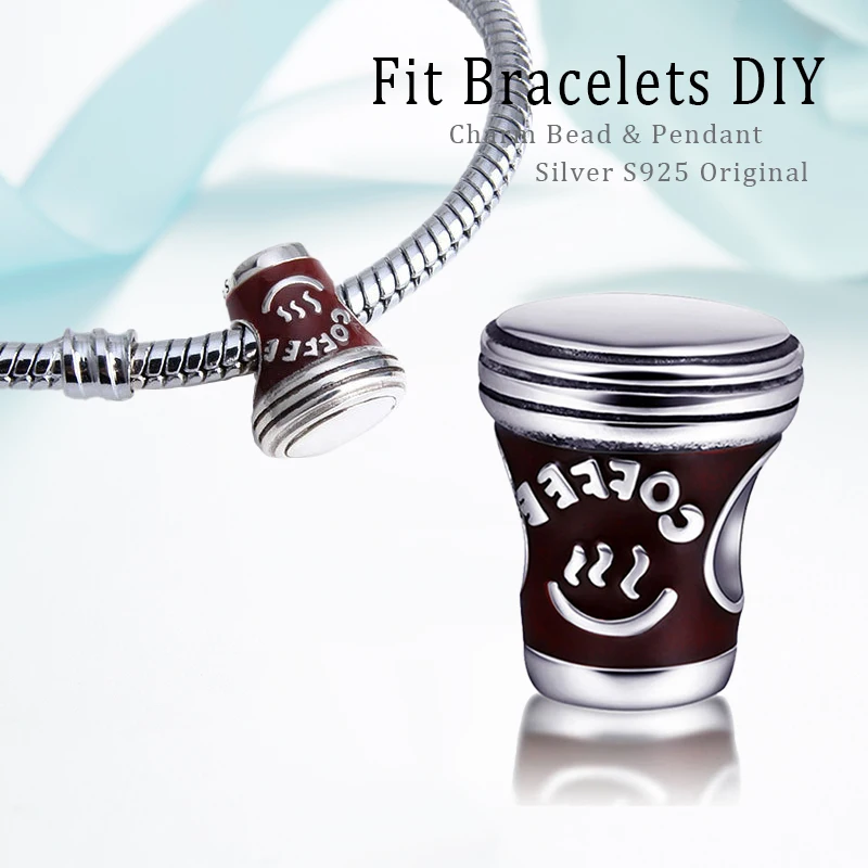 

New Charms 925 Sterling Silver Orginal Fashion Bracelet Beads For Jewelry Making Charm Fine Coffee Enamel Beads Fit Women Gift