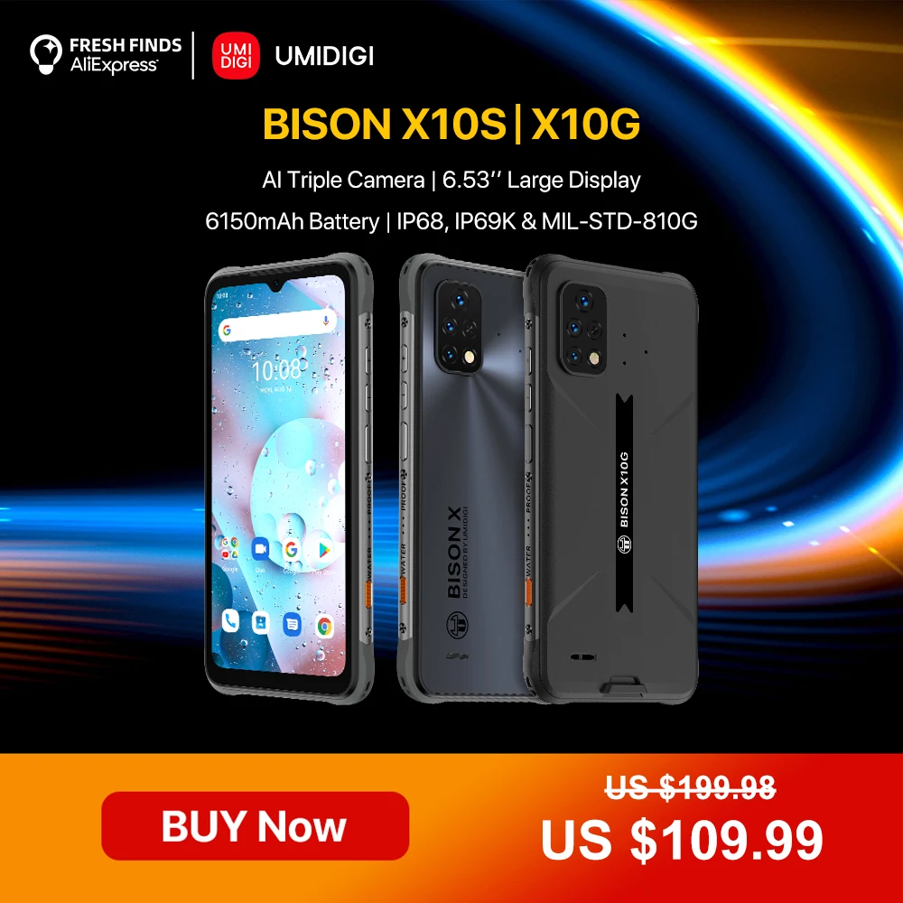 in stock umidigi bison x10s x10g ip68ip69k waterproof rugged phone 6 53 hd 4gb32gb 16mp 6150mah battery smartphone free global shipping