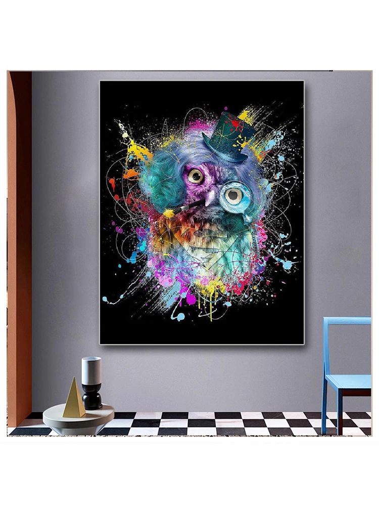 Алмазная живопись каракули животное сова курить мультфильм искусство 5d Вышивка