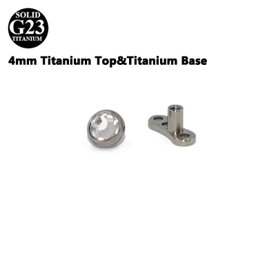 4mm Clear TopVBase 1 шт. G23 титановый CZ кристально чистый& AB драгоценный камень якорь для вшивания в кожу Топ микродермальный Якорь Пирсинг кожи Diver пирсинг ювелирные изделия для тела - Окраска металла: 4mm Clear TopVBase