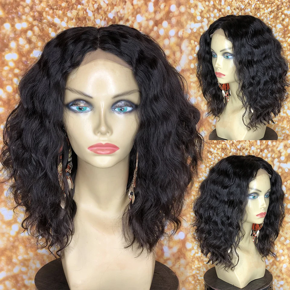 

Short Water Wave Lace Front Wig Pre Plucked Wet And Wavy 180% Density Brazilian Hair 4x4 Lace Closure Wig Best Human Hair Vendor