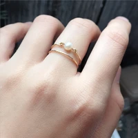 natural freshwater pearl ring 14k gold filled jewelry handmade knuckle ring mujer boho bague femme minimalism rings for women