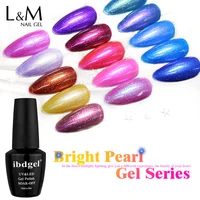 free shipping ibdgel pearl color gel polish 12 pcs shining nail art uv gel nail design semi permanent nail gel polish 15ml