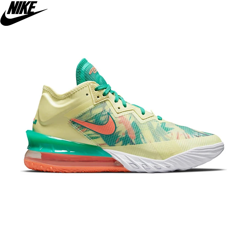 Оригинальные низкие мужские баскетбольные туфли Nike LeBron XX желтого/зеленого цвета