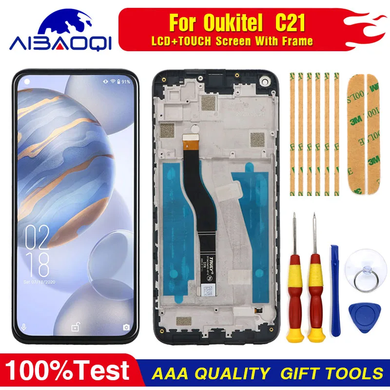 Новый Оригинальный сенсорный ЖК-дисплей для Oukitel C21 дигитайзер в сборе с запасными частями рамки + инструмент для разборки