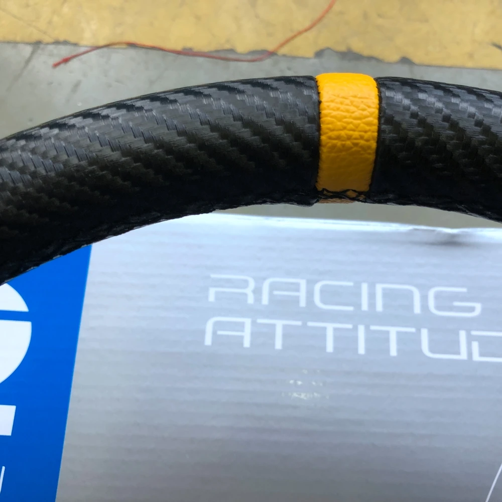 Универсальный спираль из углеродного волокна Кожаный руль 14 дюймов автомобиль JDM