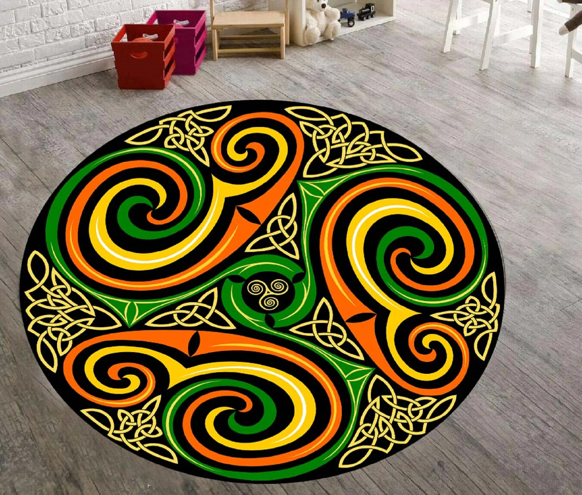 

Celtic Circle Color Patterned Round Carpet, Non Slip Floor Carpet, Area Rug
