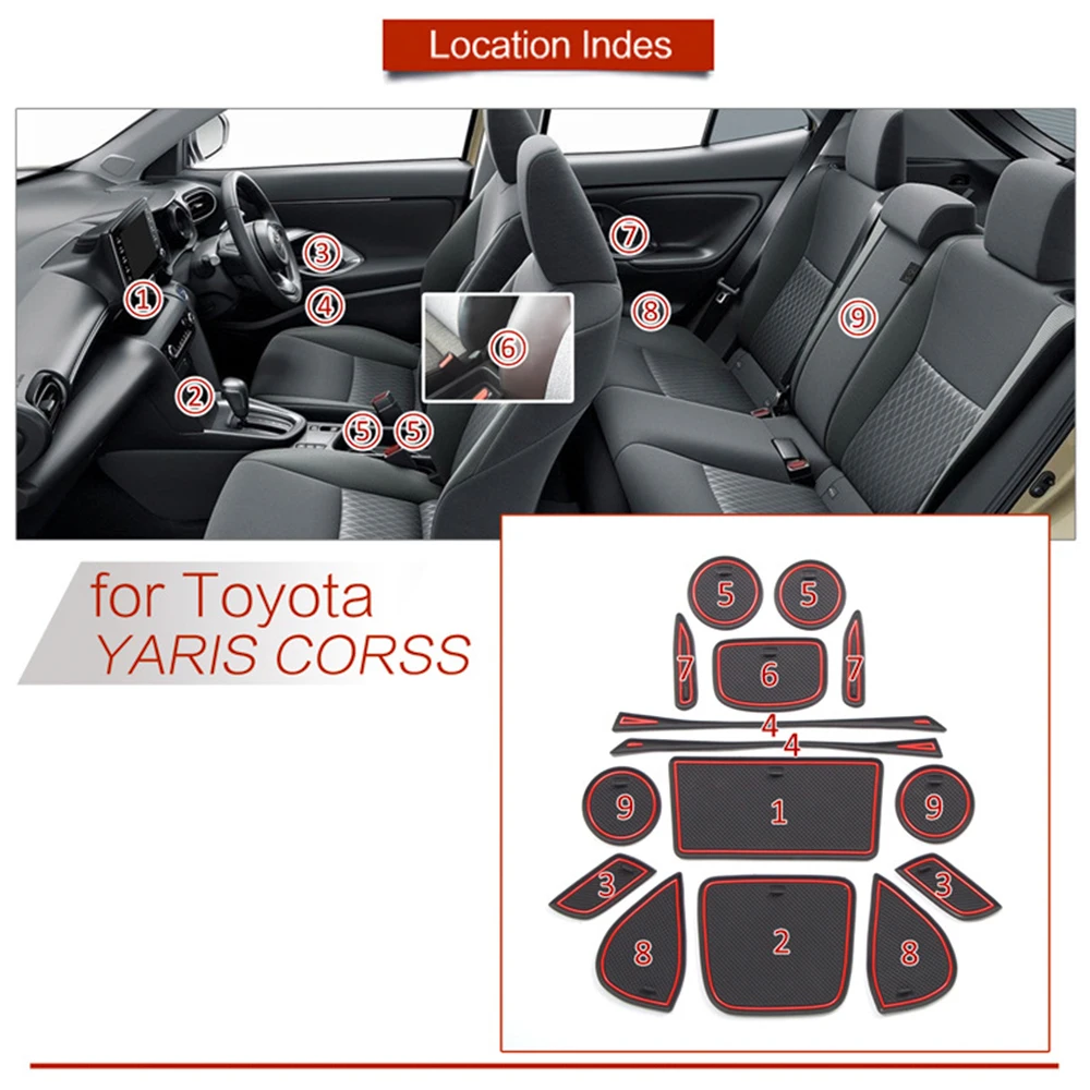 Резиновый коврик для дверных пазов Toyota Yaris Cross XP210 2020 2021 2022 подушка чашки подставка