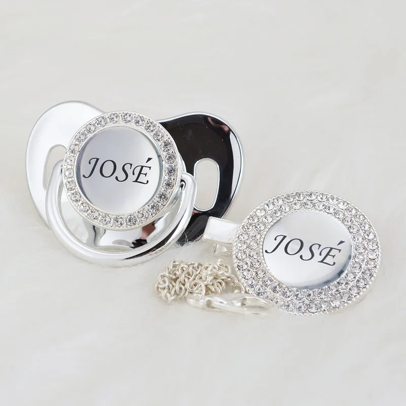 Индивидуальный зажим для соски MIYOCAR с любым именем серебристый без бисфенола А