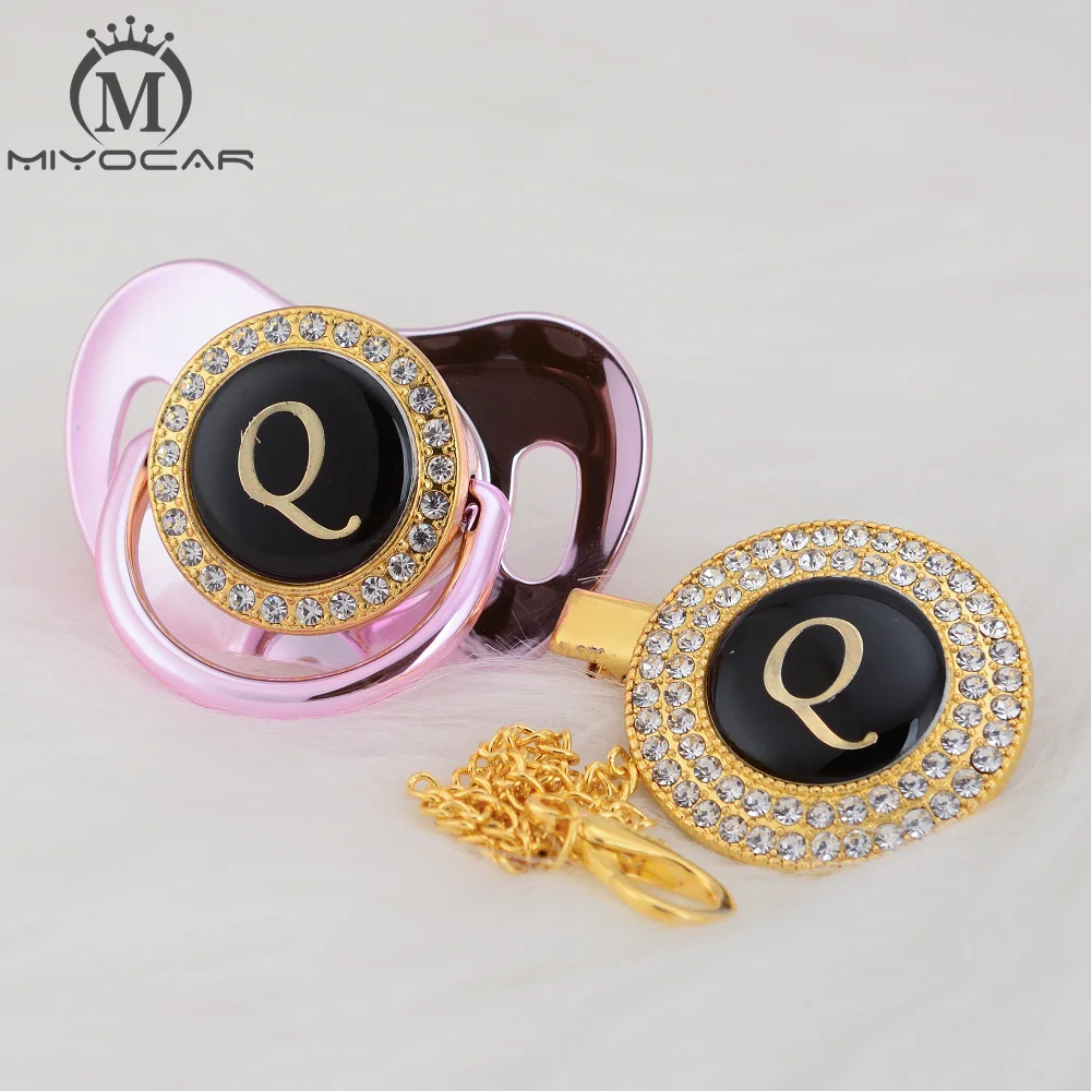 Миокар имя инициала Буква Q элегантная Серебряная соска и зажим без бисфенола А