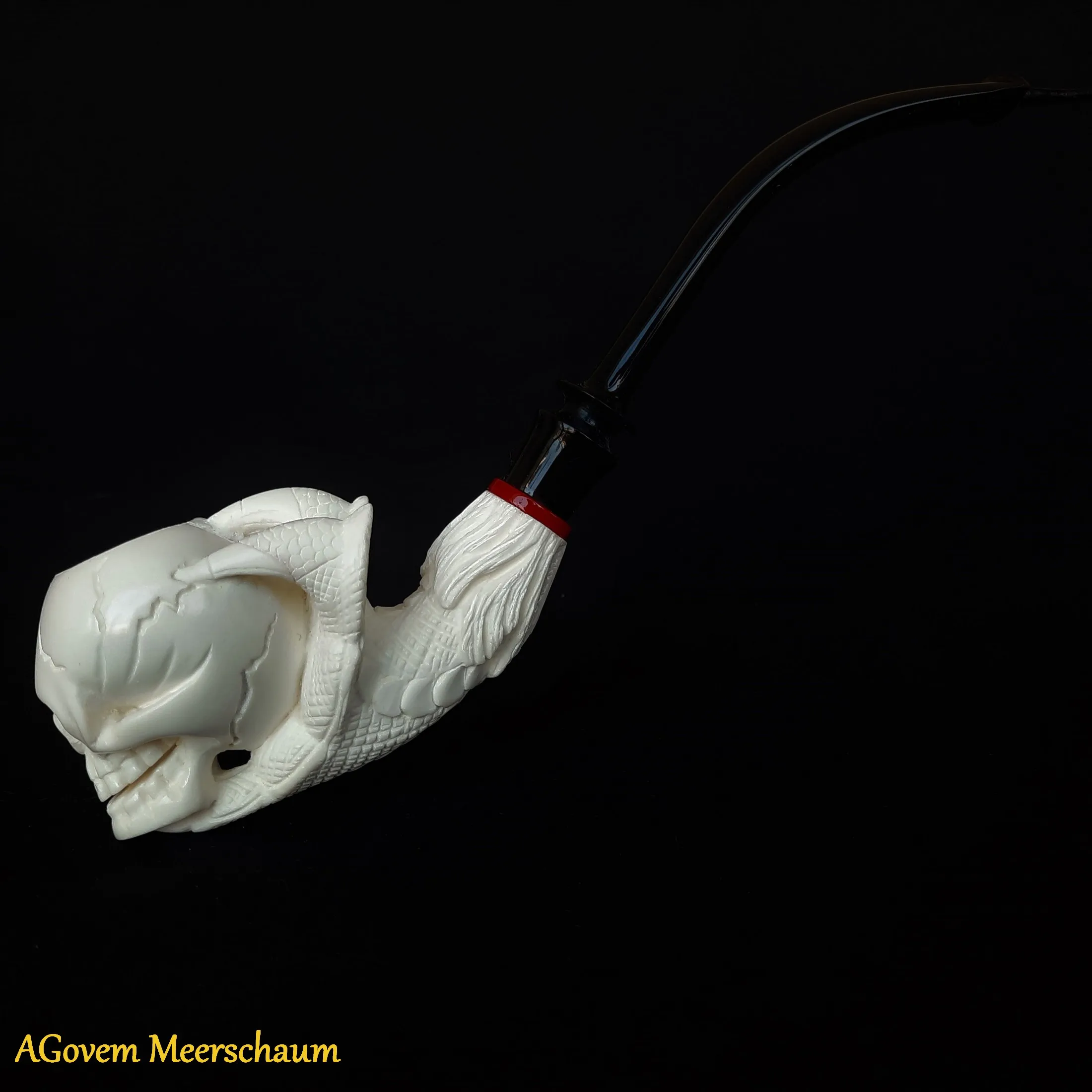 

AGovem Long Block Meerschaum Smoking Tobacco Pipe Corn Cob Briar Wood Bowl Dunhill Antique Vintage Estate Peterson AGM-58